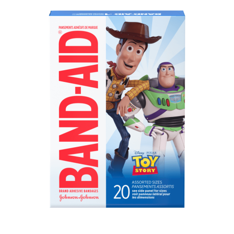 Marca BAND-AID(R) Apósitos con imágenes de Toy Story de Disney/Pixar con Woody y Buzz Lightyear