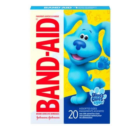 Marca BAND-AID® Venditas con imágenes de Blue's Clues, 20 unidades, frente del paquete
