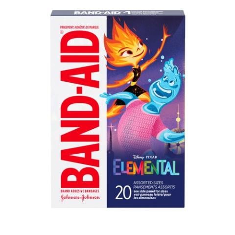 Marca BAND-AID(R) Venditas con imágenes de Elemental de Disney Pixar, 20 unidades, frente del paquete