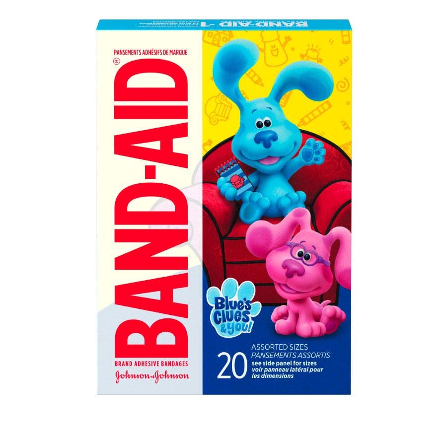 Marca BAND-AID® Venditas con imágenes de Blue's Clues, 20 unidades, dorso del paquete