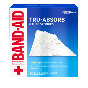 Envase del producto Marca BAND-AID® Esponjas de gasa TRU-ABSORB™